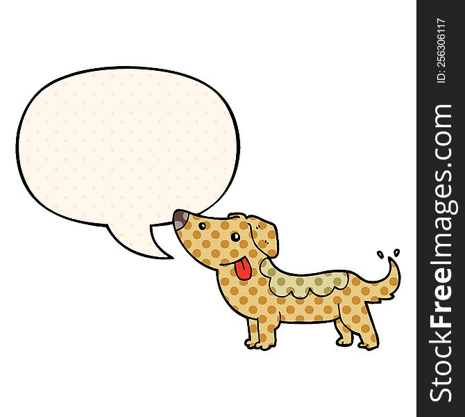 Cartoon Dog And Speech Bubble In Comic Book Style