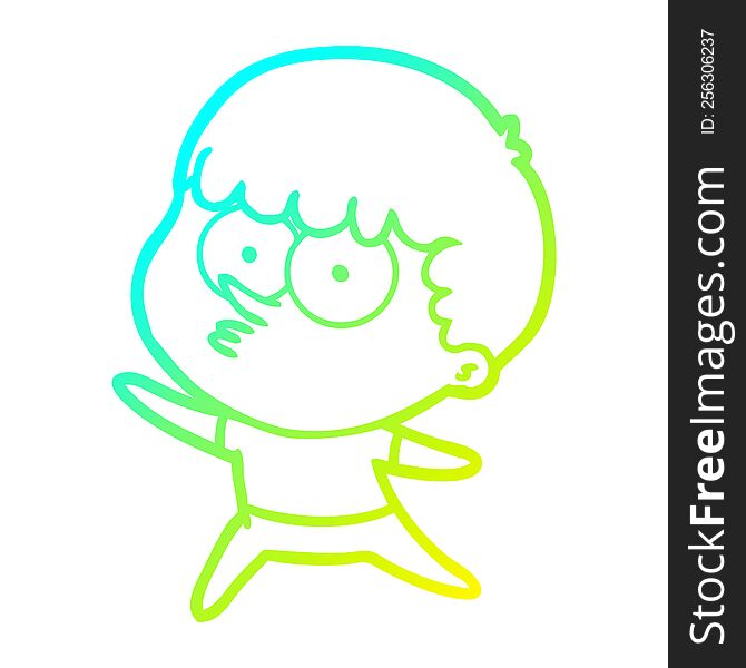 Cold Gradient Line Drawing Cartoon Dancing Boy