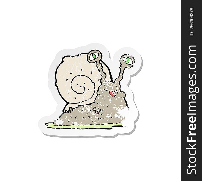 Retro Distressed Sticker Of A Cartoon Gross Slug