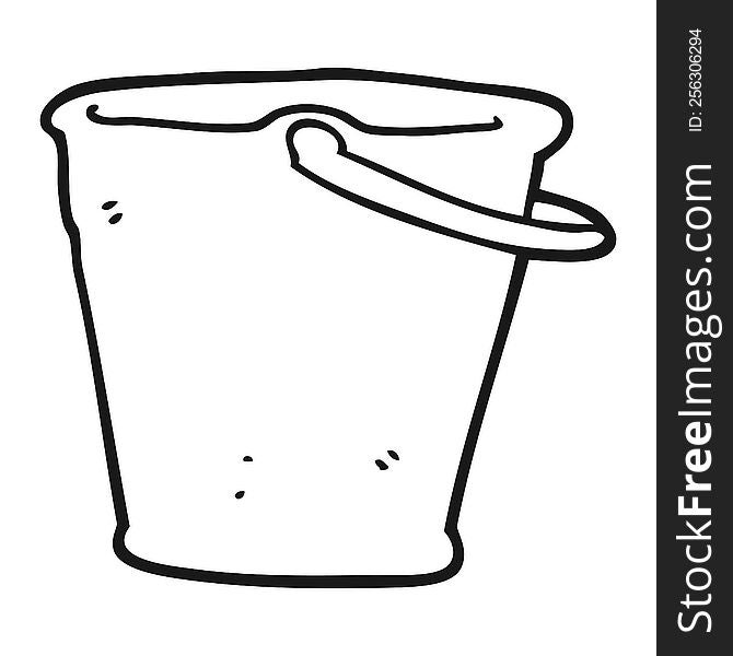 freehand drawn black and white cartoon bucket