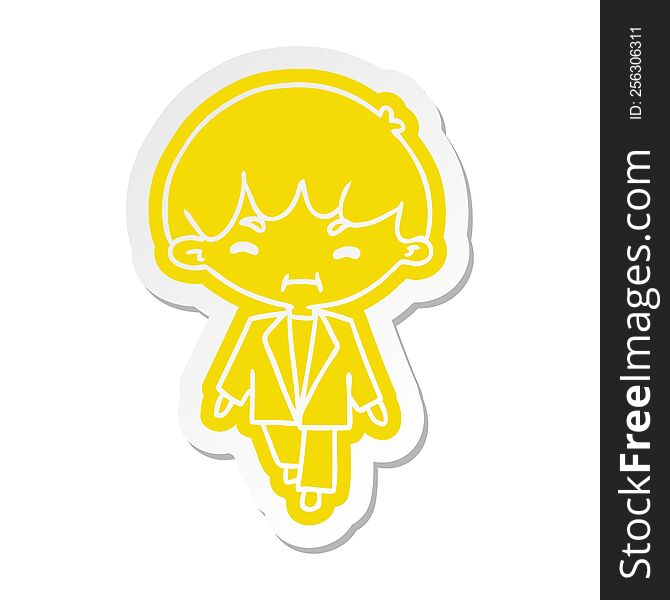 cartoon sticker kawaii cute boy in suit