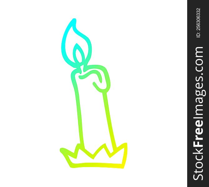 cold gradient line drawing of a cartoon birthday candle