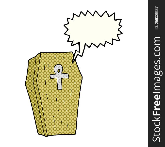 Comic Book Speech Bubble Cartoon Spooky Coffin