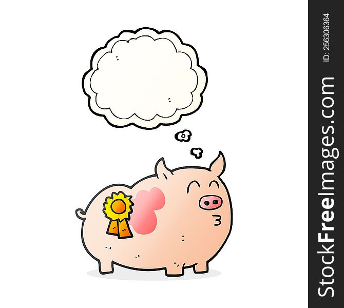 thought bubble cartoon prize winning pig