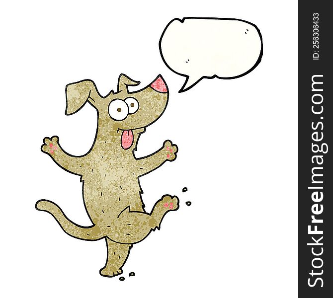Speech Bubble Textured Cartoon Dancing Dog
