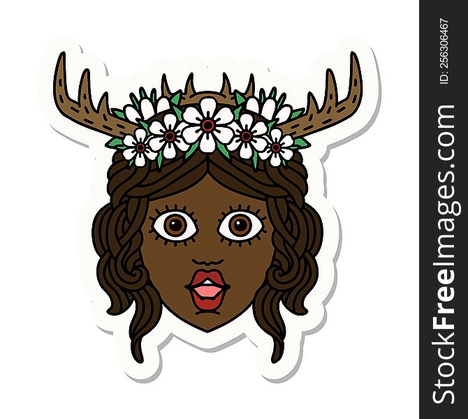 sticker of a human druid character face. sticker of a human druid character face