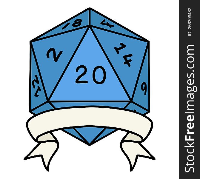 natural 20 critical hit D20 dice roll illustration