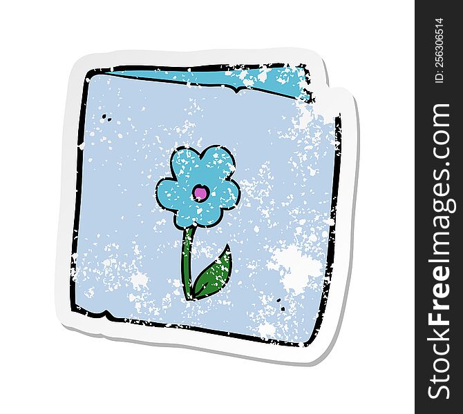 Retro Distressed Sticker Of A Cartoon Flower Greeting Card