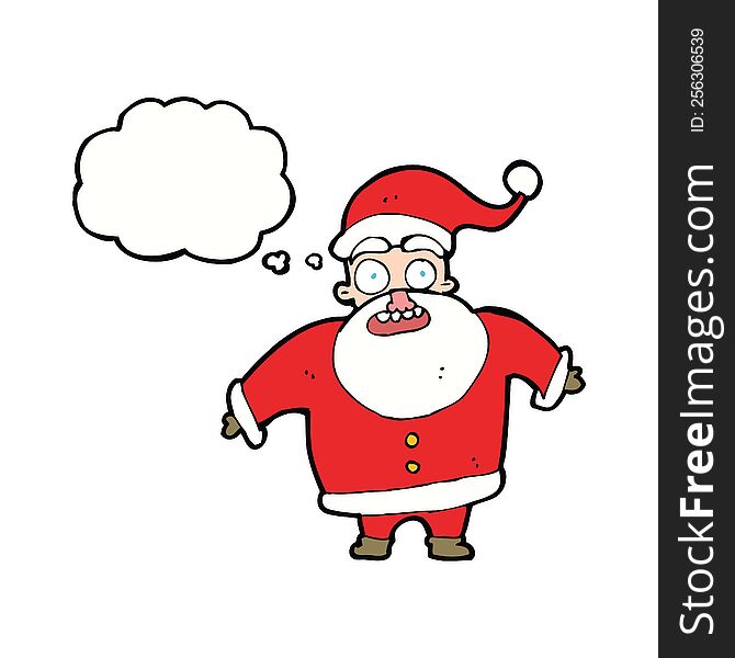 Cartoon Shocked Santa Claus With Thought Bubble