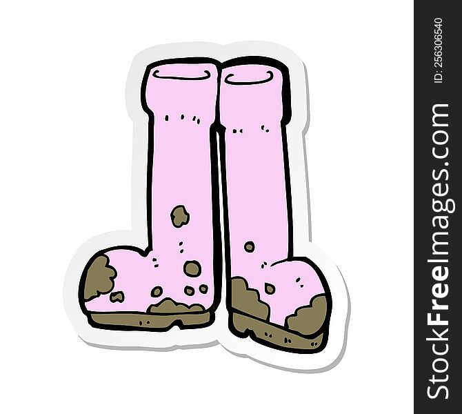 Sticker Of A Cartoon Muddy Boots