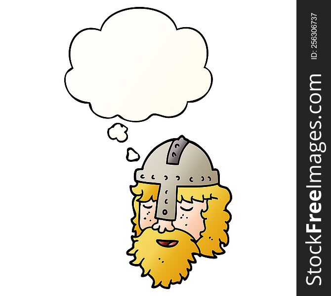 cartoon viking face with thought bubble in smooth gradient style