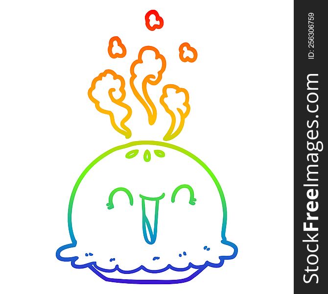 Rainbow Gradient Line Drawing Cartoon Happy Pie