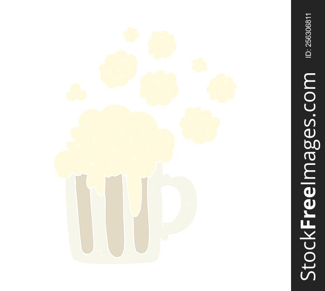 Flat Color Illustration Of A Cartoon Foamy Beer