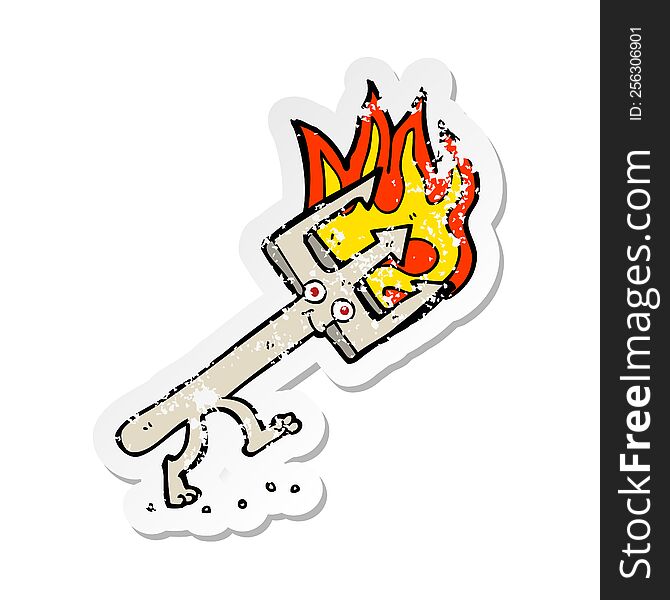 retro distressed sticker of a cartoon devil fork