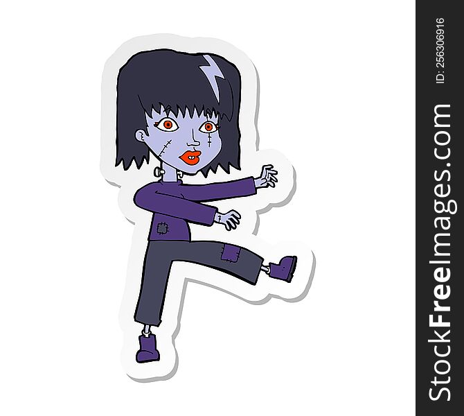 Sticker Of A Cartoon Undead Girl