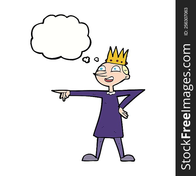 Cartoon Pointing Prince With Thought Bubble
