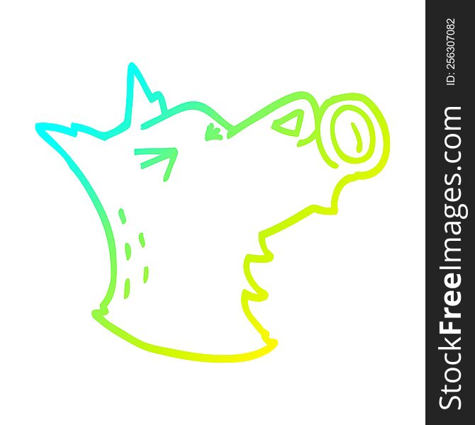 Cold Gradient Line Drawing Cartoon Howling Wolf