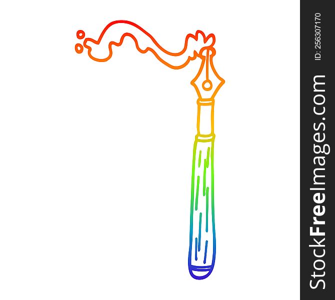 Rainbow Gradient Line Drawing Cartoon Ink Pen