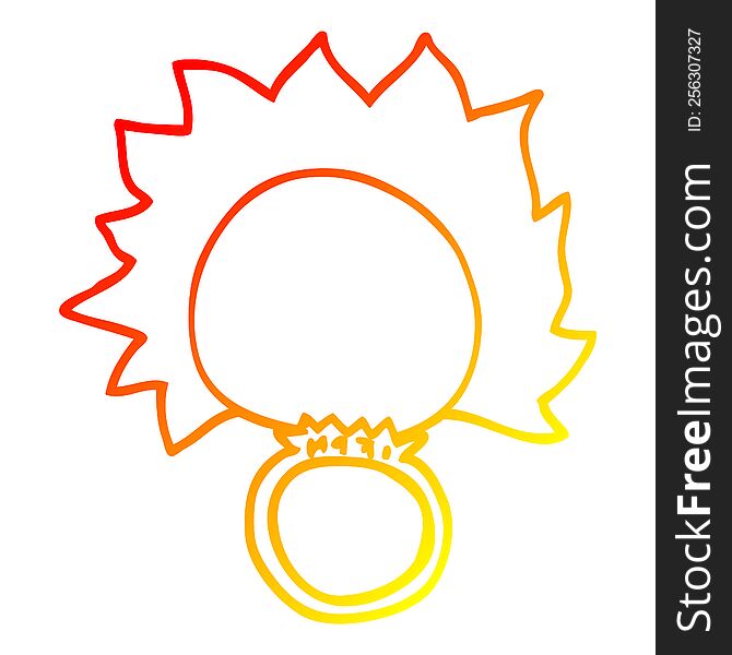 warm gradient line drawing of a cartoon fire ball ring