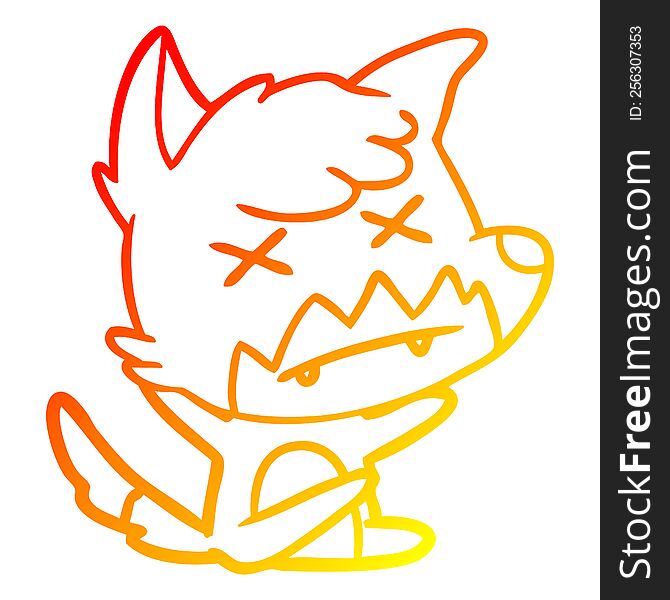 Warm Gradient Line Drawing Cartoon Cross Eyed Fox