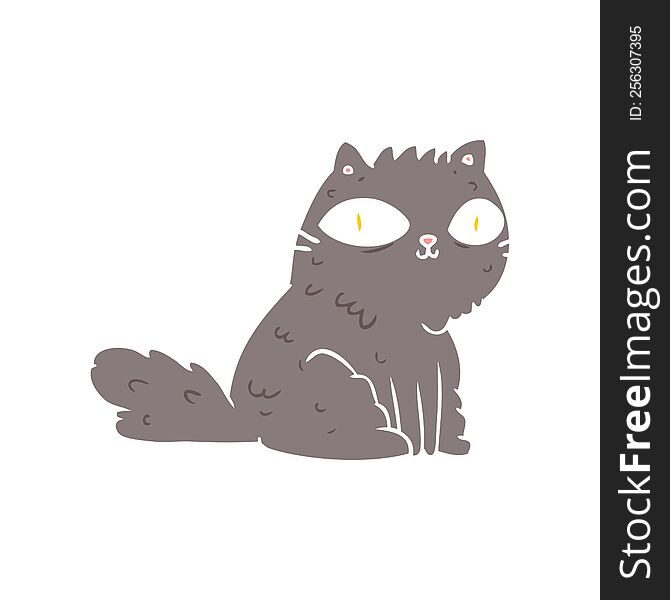 flat color style cartoon cat looking right at you