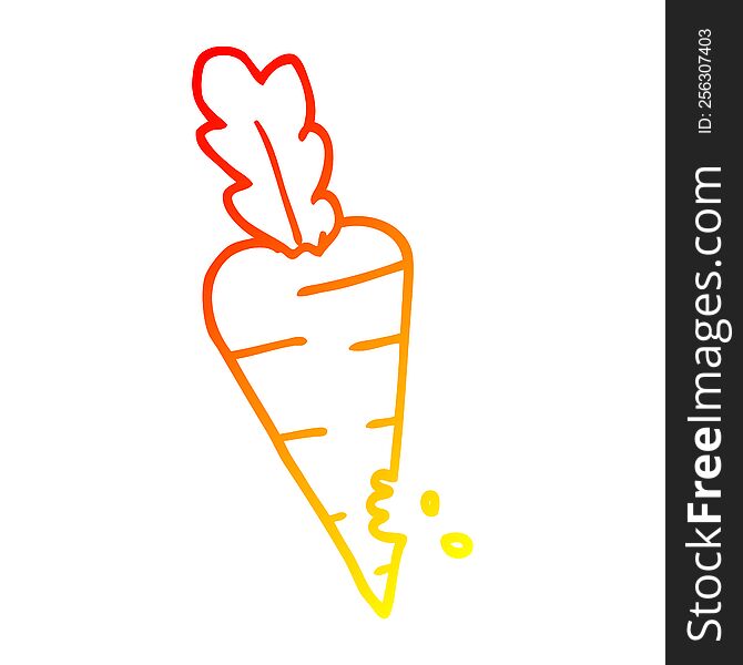 Warm Gradient Line Drawing Cartoon Carrot With Bite Marks