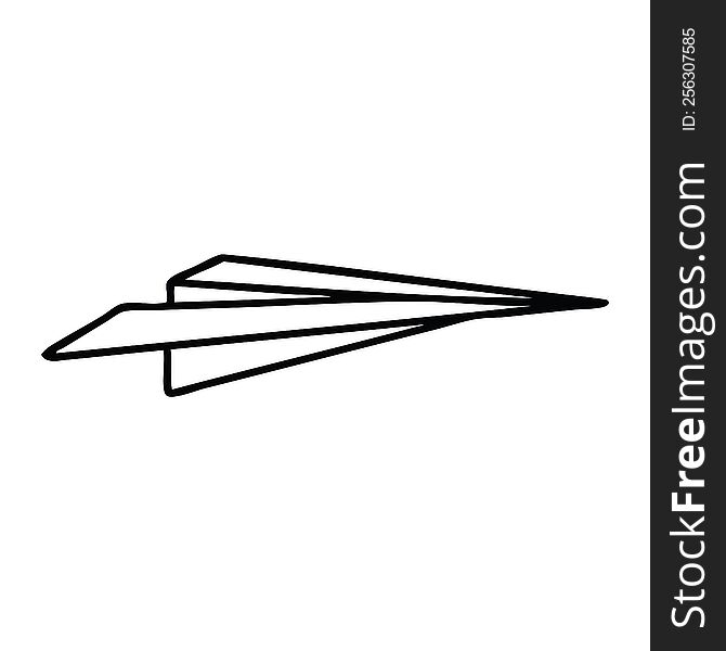 line drawing cartoon of a paper aeroplane
