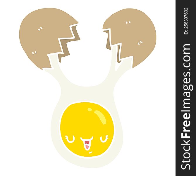 flat color style cartoon cracked egg