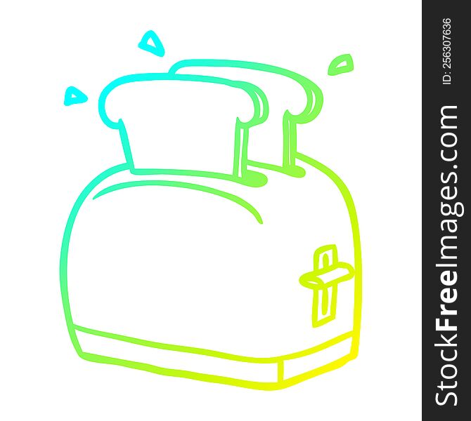 cold gradient line drawing of a toaster toasting bread