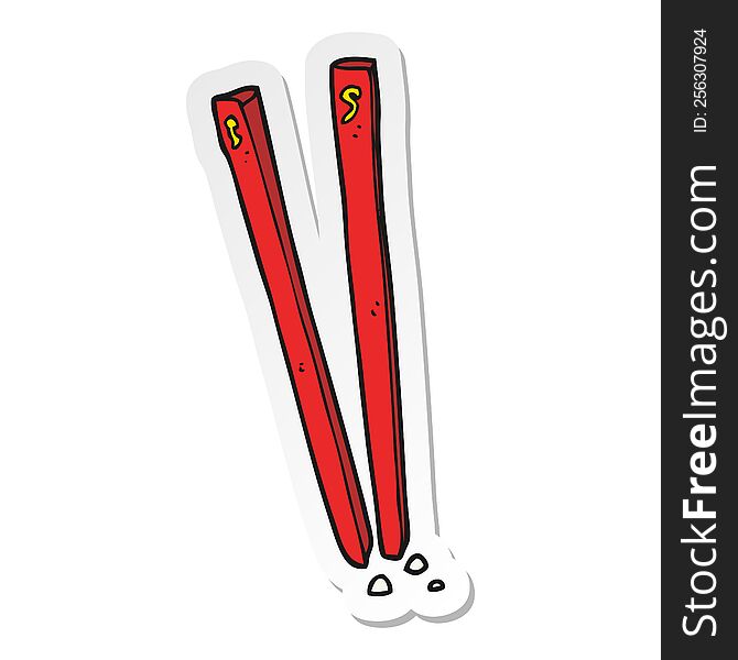 sticker of a cartoon chopsticks