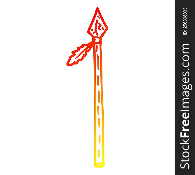 warm gradient line drawing of a cartoon long spear