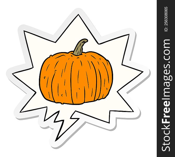 Cartoon Halloween Pumpkin And Speech Bubble Sticker