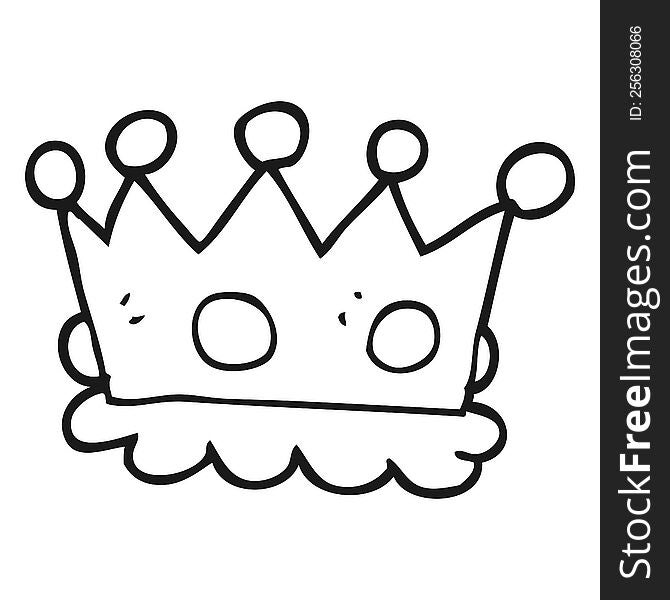freehand drawn black and white cartoon crown