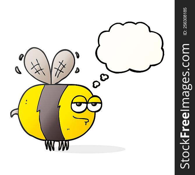 freehand drawn thought bubble cartoon unhappy bee