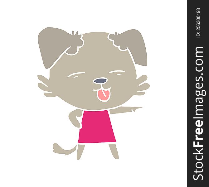 Flat Color Style Cartoon Dog Sticking Out Tongue