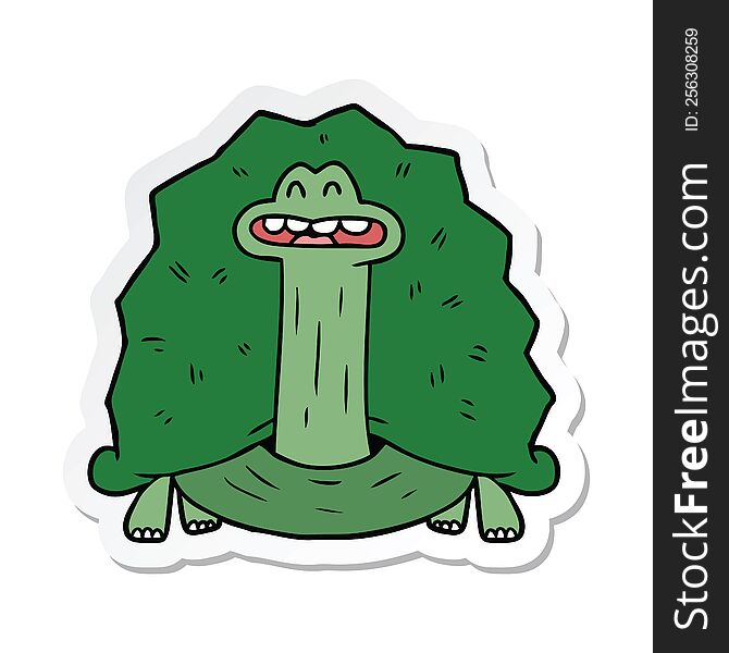 Sticker Of A Funny Cartoon Turtle