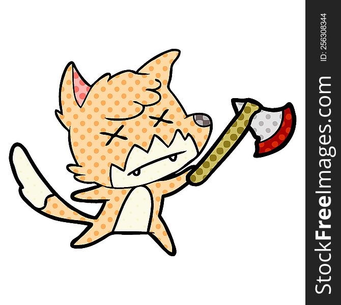 cartoon dead fox with axe. cartoon dead fox with axe