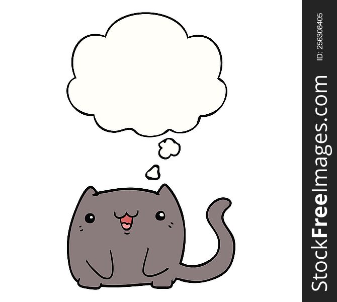 Cartoon Cat And Thought Bubble