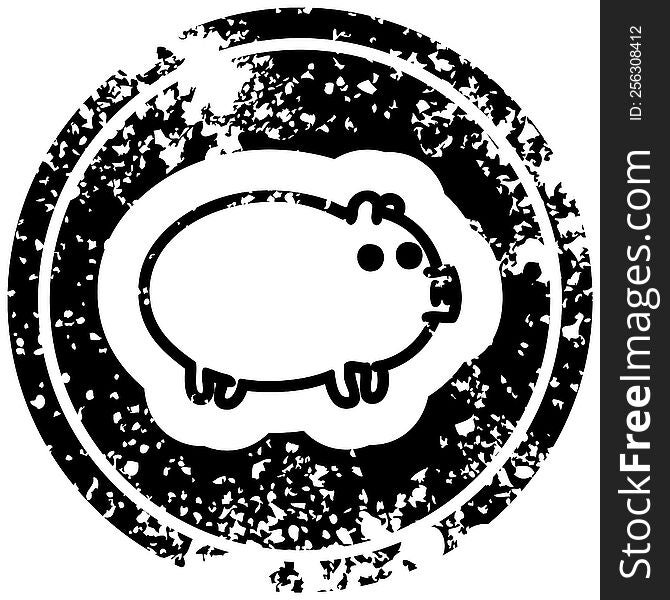 fat pig distressed icon symbol