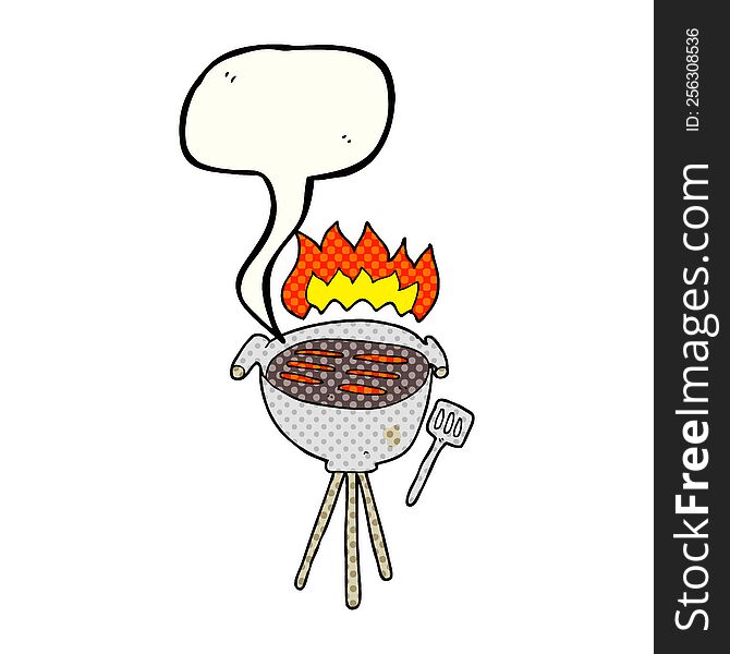 freehand drawn comic book speech bubble cartoon barbecue
