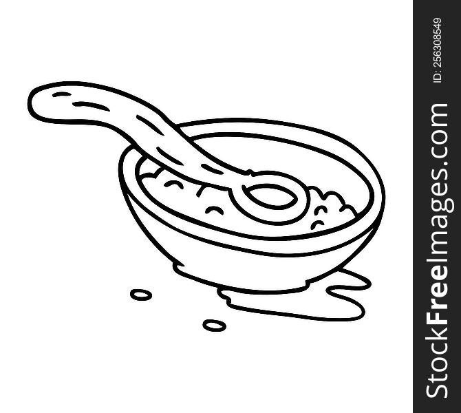 hand drawn line drawing doodle of a cereal bowl