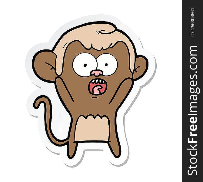 Sticker Of A Cartoon Shocked Monkey
