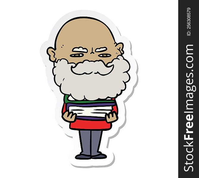 Sticker Of A Cartoon Man With Beard Frowning