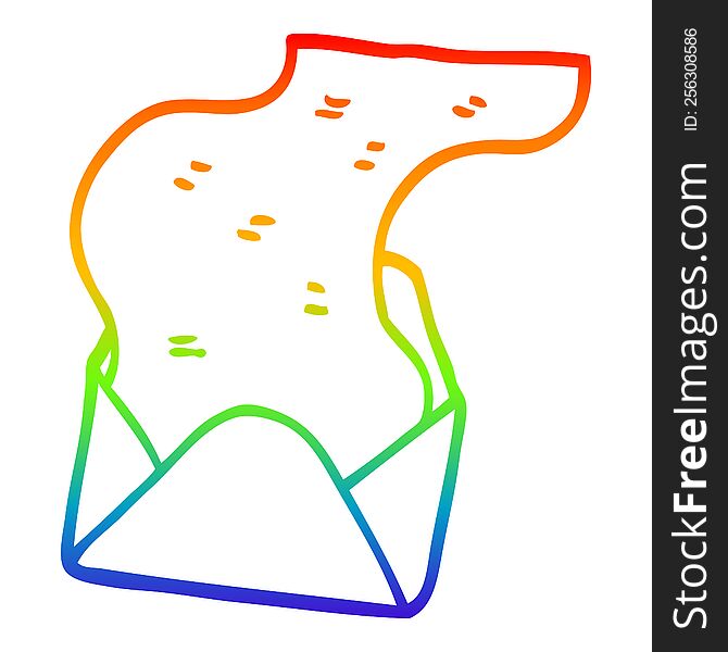 rainbow gradient line drawing of a cartoon long letter