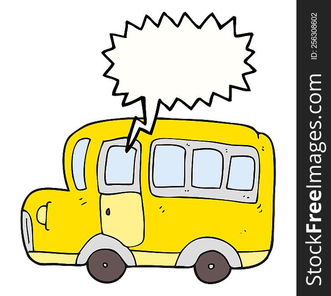 freehand drawn speech bubble cartoon yellow school bus