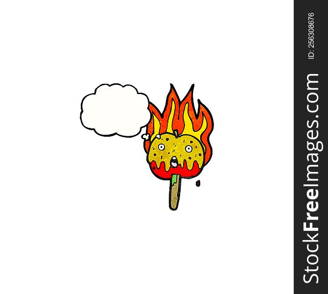 Flaming Hot Toffee Apple Cartoon