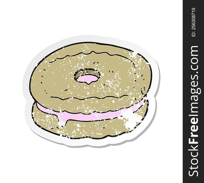 Retro Distressed Sticker Of A Cartoon Biscuit