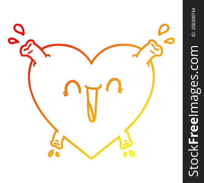 warm gradient line drawing of a cartoon healthy heart