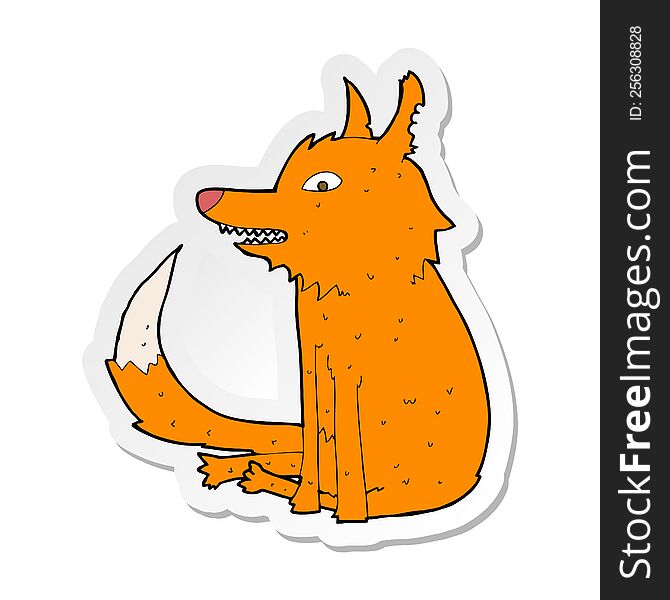 sticker of a cartoon fox sitting