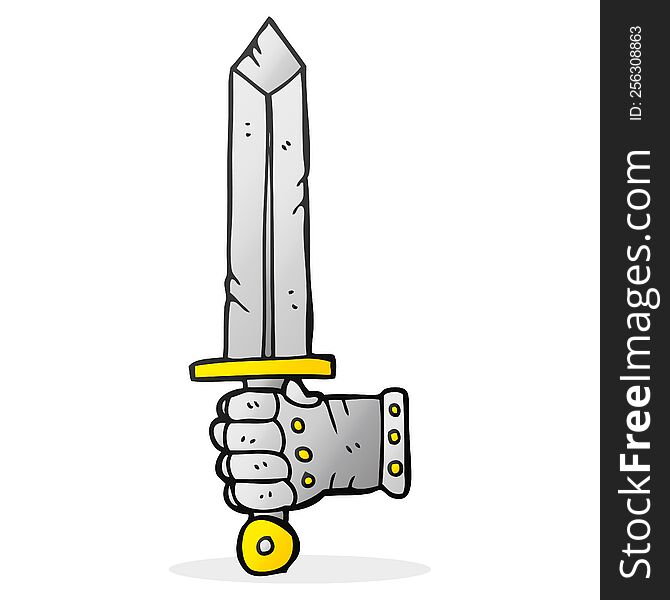 Cartoon Hand Holding Sword